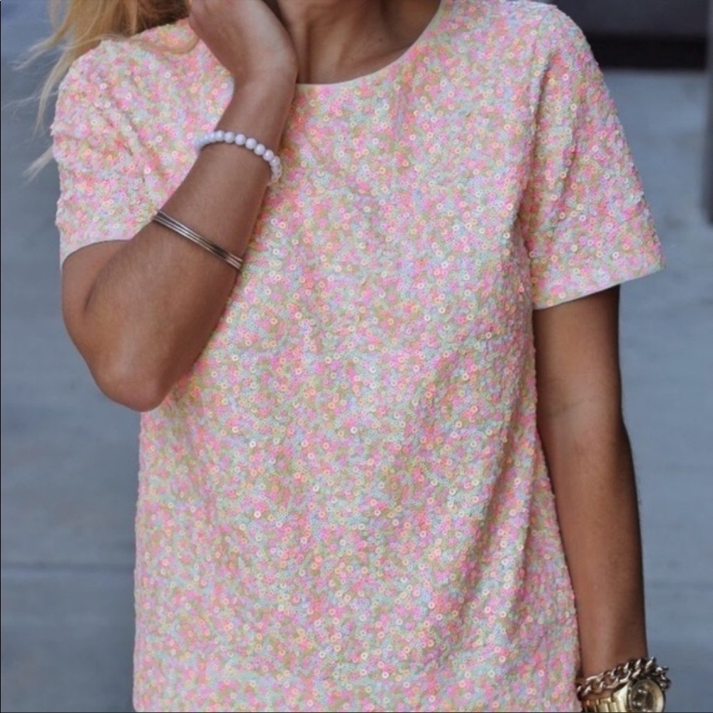 J. Crew Sequin Tee- 100 % cotton